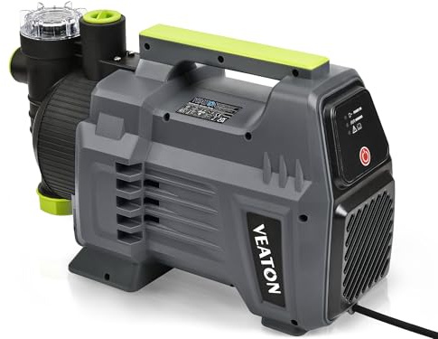 VEATON Shallow Well/Deep Garden Pump, 1200W, 4500 l/h, 4.5 Bar Portable Water Booster Jet Pump with Automatic Pressure Switch for Home, Garden, Lawn, Sprinkler Irrigation