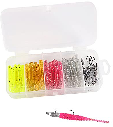 Ltsbaed Gummiköder Kunstköder Gummifische mit Bleihaken Zander Hecht barsch köder Forellenköder Kunstköder Angel Köder Set zum Hecht Barsch Spinnangeln Forellen Gummiköder Zanderangeln 50 Stück