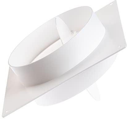 Steinberg14 Wandflansch Rohrverbinder 125mm - Weiß PVC Verbinder mit Rückstauklappe - Kunststoff Kanalverbinder für Runde Lüftungssysteme - Wandanschlussplatte mit Rundanschluss
