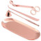 Kinsinder 4pcs Stainless Steel Candle Accessory Tool Set, Candle Care Kit Include Candle Snuffer, Wick Trimmer, Wick Dipper Stainless and Storage Tray Plate (Rose Gold)