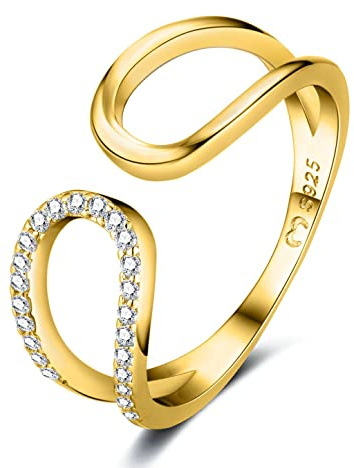 Anillos de mujer en plata de ley semi decorado con circonitas. Anillo plata con acabado plateado o dorado. Joyería mujer ideal para parejas, regalo para madres, amigas... Anillos para parejas