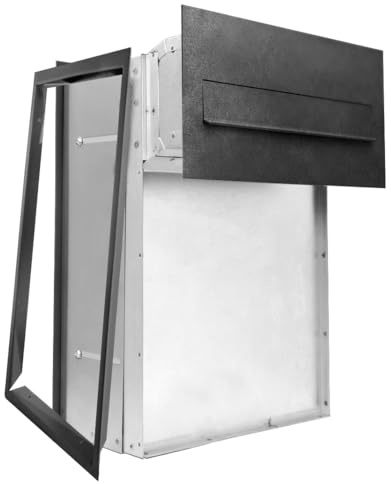Buzón de Pared PN620 Profundidad 190-260mm Buzón Correos Exterior para empotrar con Máscara 2 Llaves Incluidas Buzón de Pared para Cartas Exterior Buzón Correos (Grafito)