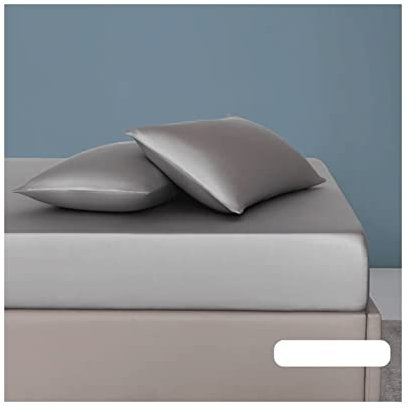 DMKD Luxus Satin Spannbettlaken Tencel-Seide 90x200cm bis 200x220cm Superweich und seidig 1000 Fadenzahl Spannbetttuch Bettlaken mit Gummizug (Color : Dark Grey, Size : 90x200+30cm)