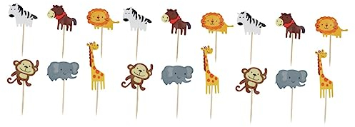 STOBAZA 144stücke Tier- Kuchendekoration Giraffe Cupcake Toppers Papier Für Geburtstagspartys Und Feiern Bunte Tiermotive Tortendeko