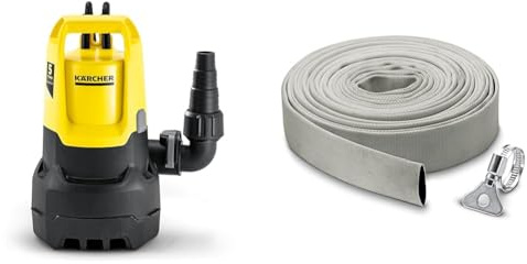 Kärcher SP 11.000 Dirt Submersible Pump, Flow Rate: 11,000 l/h, Immersion Depth: max. 7 m & 2.997-100.0 Gewebeschlauch Set Multicolored