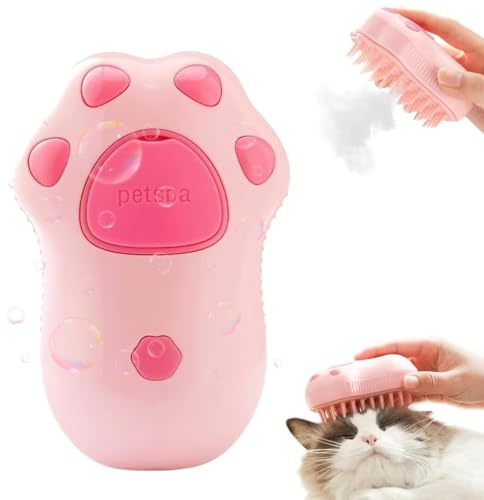 May Huang Katzenbürste mit Dampf,Katzen Dampfbürste,3-in-1-Dampfbürste Katze,Katzenbürste mit Wasser,Spray Massage Kammkatzenkamm,Pflege Bürste Haustier Haar Entfernung Kamm für Katze und Hund (A)