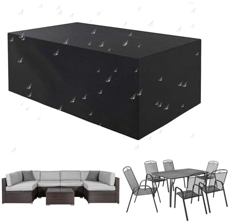 Abdeckung Gartenmöbel Winterfest 320x200x105cm/LxWxH Gartenmöbel Abdeckplane 420d Polyester Oxford Gewebe Gartentischabdeckung Für Gartenmöbel Sets Sofa Tische Abdeckung Gartenmöbel Mit Zugkordel