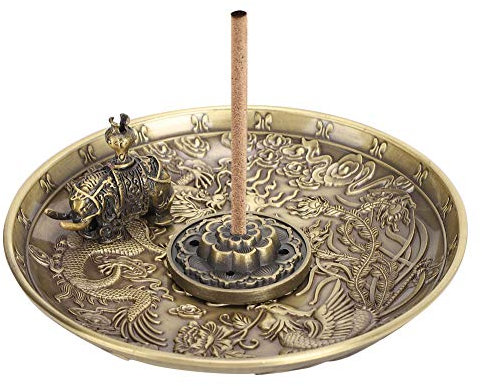 Porta bastoncini di incenso, piastra di incenso cinese Dragon Phoenix Bruciatore di incenso 3 in 1 Porta incenso a spirale in lega di zinco retrò per la decorazione domestica