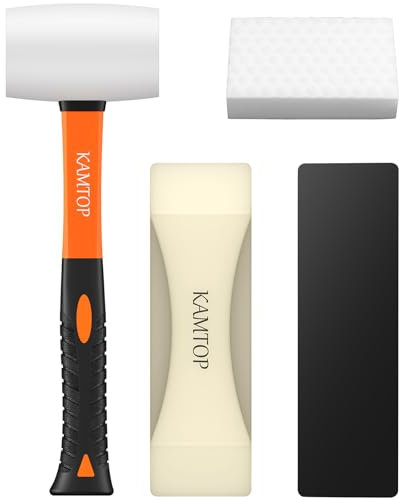 Kamtop Kit Professionale per Installazione Parquet Laminato Blocco di Battitura con Tecnologia Nano-Aspirazione e Martello Doppia Faccia Strumenti Antiscivolo per Giunzioni Precise Adatto a Fai da Te