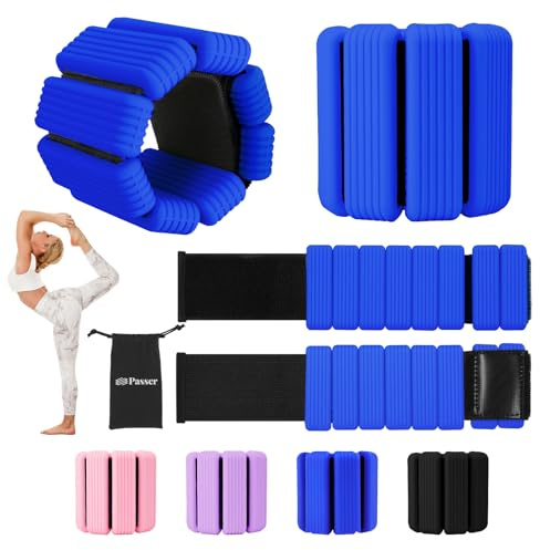 Justerbara handleds- och ankelvikter för kvinnor män set om 2 (0,5 kg vardera) - 1 kg handledsvikter armar för gym, pilates, yoga, jogging, dans, simning - blå