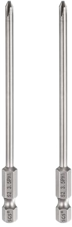 sourcing map Lot de 2 embouts de tournevis cruciformes PH1 avec tige hexagonale de 100 mm de long et tige de 0,4 cm de long - Embouts de perceuse à tête cruciforme magnétique en acier S2 pour outils