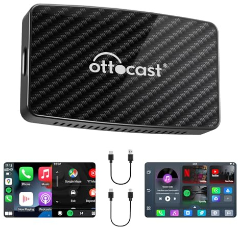 OTTOCAST Play2video Pro, Kabelloser CarPlay & Android Auto Adapter Carplay AI Box Integrierter YouTube Netflix Multimedia-Videoadapter USB-Dongle für Autos mit kabelgebundenem CarPlay nach 2016