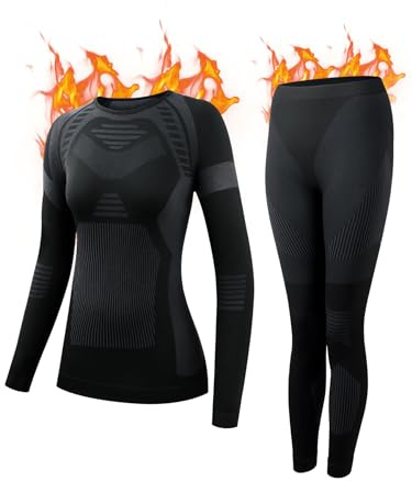 Ewzzeed Thermal Underwear Set Womens，Ski Base Layers Women Set, Quick Dry Thermal Underlayer，Ladies Thermal Clothing & Leggings for Running Skiing Cycling Workout Purple