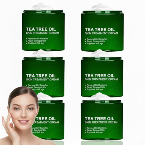 Tea Tree Oil Healing Cream, Gentle Moisturiser Soft Skin Cream, Gentle Daily Care Face & Body Serum, Soothing & Hydrating Cooling Non-Greasy Serum, Smooth & Lasting Comfort Balm for Women Men (6PCS)