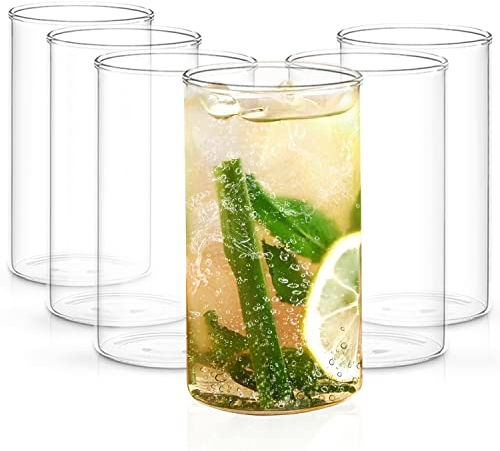 Borosil Lot de 6 Verres à Eau Borosilicate Transparents et légers, résistants aux odeurs, passent au congélateur et au Lave-Vaisselle, 355 ML, Verres pour jus, bière et Cocktails