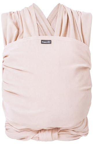 Hoppediz Elastisches Babytragetuch ab Geburt, Creme 4,60 m | Ergonomisches Tragetuch für frühgeborene und neugeborene Babys bis 9 kg, inkl. Anleitung