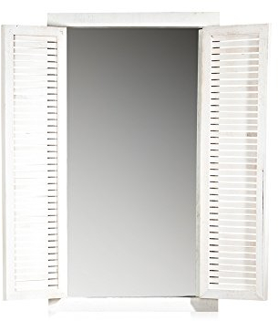 Specchio con persiane in Bianco in legno Shabby Chic