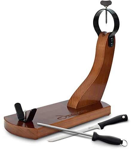 Ham Stand with Non-slip Pads + Ham Knife + Sharpening Steel - Spanish Jamonero Ham Holder Set Jamonprive