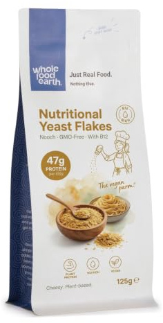 Wholefood Earth Nutritional Yeast Flakes (Nooch) 125g | Dairy Free | Fortified with B12 | GMO Free