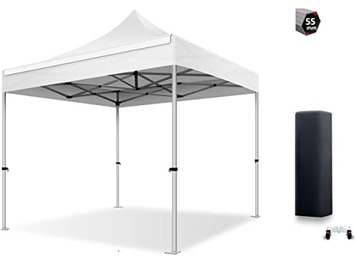ACTIEXPRESS Tente Pliante Barnum Pliant Tonnelle Professionnelle 3X3 en Aluminium 55mm Toit 450g/m² PVC Classement feu M2 Meilleur qualité Ultra Robuste Gazebo Festival événementiel Blanc