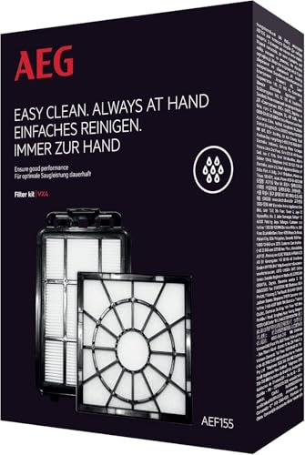 AEG AEF155 Filter-Set (1 Mikrofilter, 1 Abluftfilter, Filtertausch, optimale Filtrationsleistung, verbesserte Saugleistung, saubere Luft, schwarz)