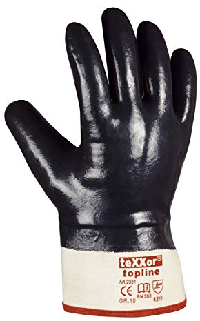 (144 Paar) teXXor Handschuhe Nitril-Handschuhe STULPE 144 x beige/blau L/9