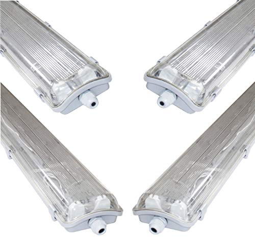 pureled SET 4x LED Feuchtraumleuchte Wannenleuchte Keller Werkstatt IP65 8x T8 LED 120cm 18W 4000K G13 Bürolampe (4x neutralweiß)
