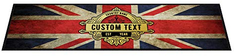 Purple Print House Personalised Bar Mats - Country Flag Beer Mats - Bar Accessories For Home Pub - Cocktail Gin Bar Rubber Runner Mat Custom Text - Gift Idea For Him (Union Jack, Medium 880x250)