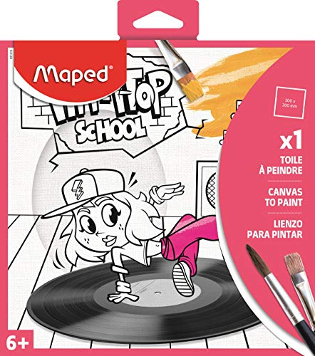 Maped Tasche wiederverwendbar mit 1 Leinwand Hip Hop-Mini zum Bemalen, 20 x 20 cm, zum Ausmalen von Fotos für Kinder ab 6 Jahre, kreative Hobbys, 831215