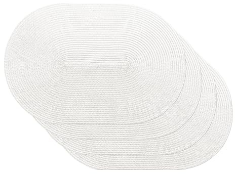 Venilia tovagliette set di 4 Spirale, color crema, ovale, per sala da pranzo, sottobicchieri, biancheria da tavola, tessuto per alimenti, 45 x 30 cm