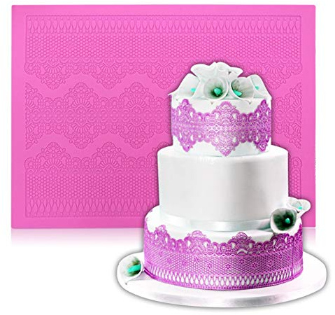 DUBENS Fondant Spitze Form, sugarveil Spitze Matten Textur Matten für Ton Eindruck Matte Spitze Form für Kuchen Dekorieren Spitze Kuchen Formen Blume Muster Formen geprägte Handwerk Werkzeuge