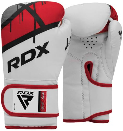 RDX Kids Boxing Gloves, 6oz Junior Training Mitts, Maya Hide Leather Ventilated Palm, Muay Thai Sparring MMA Kickboxing, Punch Bag Speed Ball Focus Pads Punching Workout, Youth Games Fun