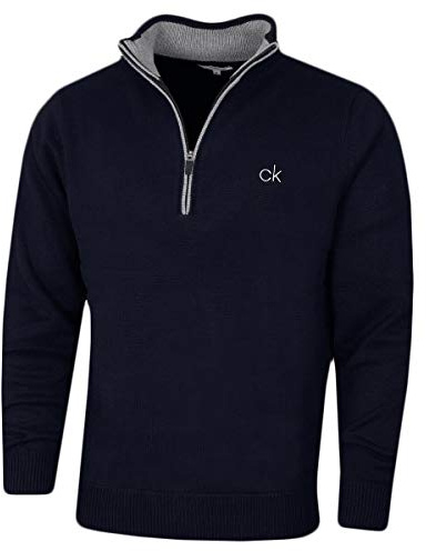 Calvin Klein Hombre Rapid 1/2 Zip Durable Suéter Suave Rayado