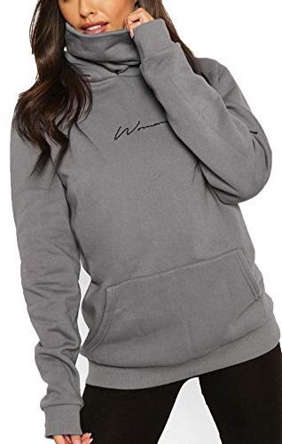 TrendiMax Damen Hoodie Kapuzenpullover Langarm Sweatshirt Winter Pullover Hochkragen Sweatjacke Kapuzen Pullis