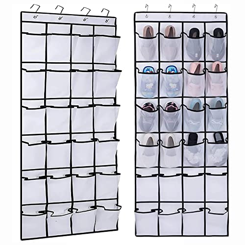 ABSOK Hängend Aufbewahrungstasche,tück Hängender Schuh-Organizer über der Tür, Hängeorganizer Schuhregal zur Schuh-aufbewahrung, Hängeregal mit 24 große Taschen für große Schuhe