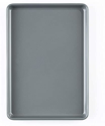 Invero Rectangular Non-Stick Carbon Steel Medium Oven Baking Tray - Fridge, Freezer and Dishwasher Safe - Ideal to Bake Biscuits, Cakes, Roasts and more - 38cm x 27cm x 2cm