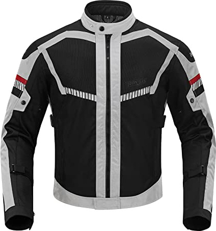 BORLENI Motorradjacke Sommer Herren Atmungsaktiver Panzerschutz Hochglanz Reflektierend