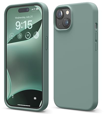 elago Silikon Hülle für iPhone 15 | Premium Silikon Handyhülle, Ganzkörper Schutzhülle [4 Lagige Stoßfeste Struktur], Mikrofaserfutter (Nachtgrün)