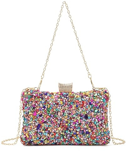 Syrads Pochette vintage da sera Borse da pranzo Borse da donna Pures per feste di nozze,Multicolore