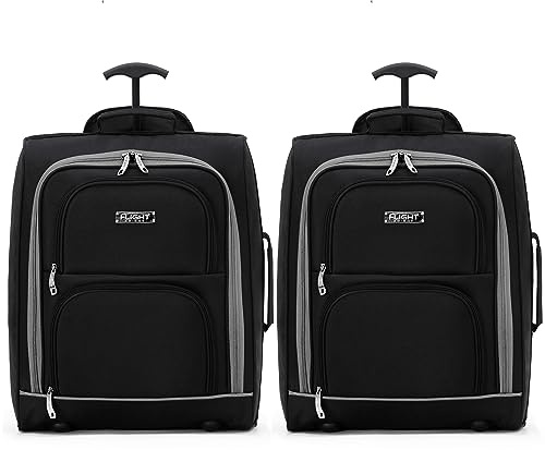 Flight Knight Lot De 2 Valises Cabine Easyjet Approuvees sous Le Siege 2 Roues, Sac Leger Ideal pour Les Voyages en Avion 45 X 36 X 20 Cm