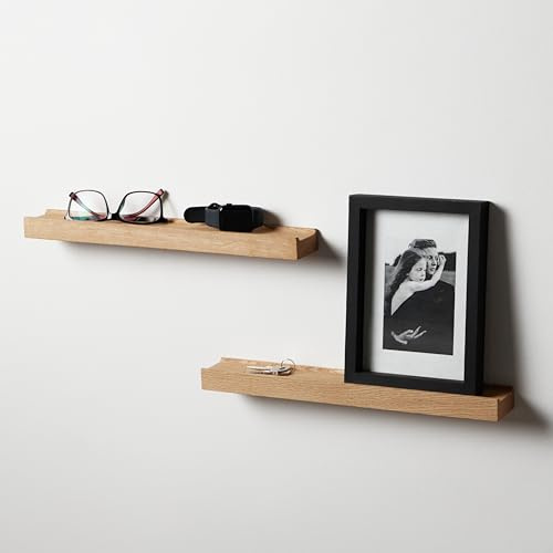 BestLoft.de Bilderleiste aus Eiche Massiv - Holzregal Wand Floating Shelf für Flur - Deko Wandregal (80 cm)