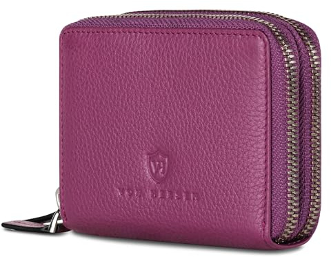 VON HEESEN Leder Geldbörse mit RFID-Blocker - Portemonnaie für Damen & Herren aus echtem Leder - Wallet mit Münzfach - Geldbeutel für Frauen und Männer in Pink