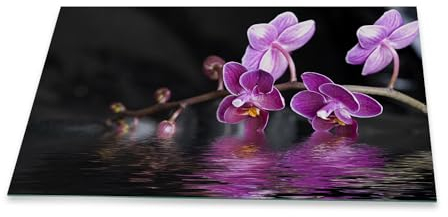 Herdabdeckplatte Abdeckung Ceranfeld Abdeckplatte Schneidebrett 1-Teilig 90x52 Orchidee Lila Spritzschutz Glasplatte Ceranfeldabdeckung Schutz Kochplatten Herdschutz Sicherheitsglas Glasschneidebrett