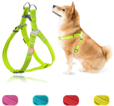 ZOOLAND Anti Zieh Geschirr Hund, Hundegeschirr, einstellbar und sicher mit Metallschnallen, einfache Hundehalfter für kleine, mittelgroße und große Hunde, am für Training und Spaziergänge, Grün L