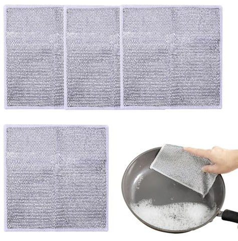 ACAREY Mehrzweck Geschirrspüllappen aus Draht für Nass und Trocken, Multipurpose Kratzfestes Wire Dishwashing Rags, Gusseisenreiniger, Wiederverwendbar Putztücher, Topfreiniger Putzlappen für Küche