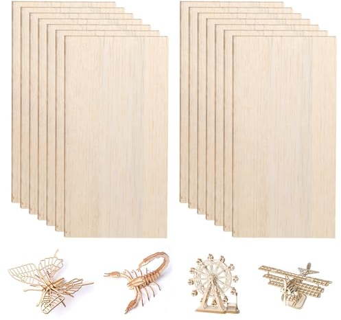 15 Pezzi Fogli di Legno di Balsa Sottili 200 x 100 x 2mm Pannelli in Compensato Legno Pannelli in Legno di Balsa Assi Legno Grezzo per Progetti Laser Modello Fai Da Te Quadri Artistici e Artigianali
