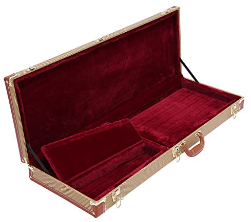Custodia per chitarra elettrica e chitarra elettrica, rettangolare, in legno, rettangolare, giallo, con serratura, custodia rigida per ST TL, motivo microscanalato, lunghezza 43 cm, metallo