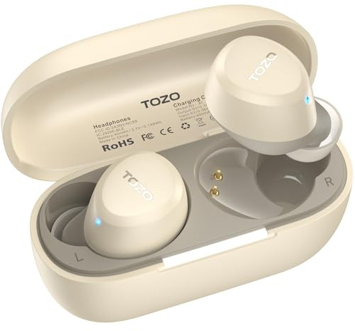 TOZO A1 2024 Nya uppgraderade trådlösa öronsnäckor, Bluetooth 5.3 in ear-hörlurar Lätt vikt, stöd för APP EQ-inställning, stereoljud Headset Längre uppspelning med laddningsfodral Vattentät, Khaki