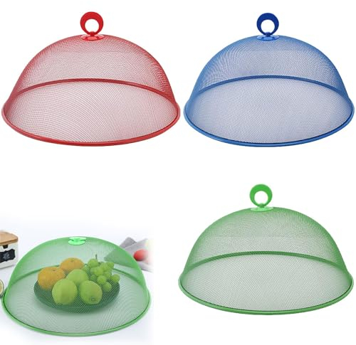 YIMINI 3 Pièces Cloche Anti Mouche, Cloche Anti Mouche Alimentaire, Cloches Alimentaires Rondes, Cloche a Fromage, Convient pour La Maison, Extérieur, Anti - Mouches