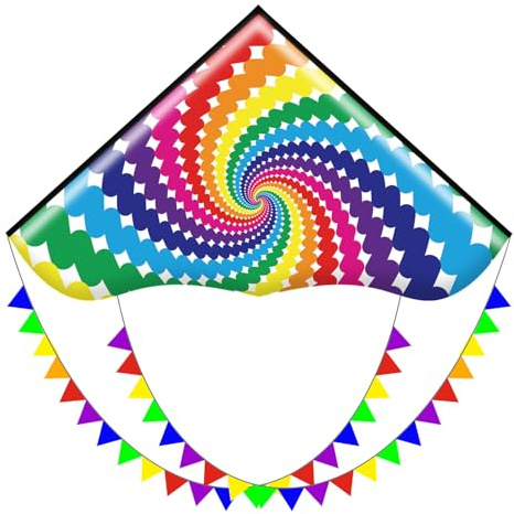 HONBO Drachen Kinder, Flugdrachen für Kinder ab 8,Großer Drachen für Erwachsene,inklusiv Drachenschnur (Lollipop)